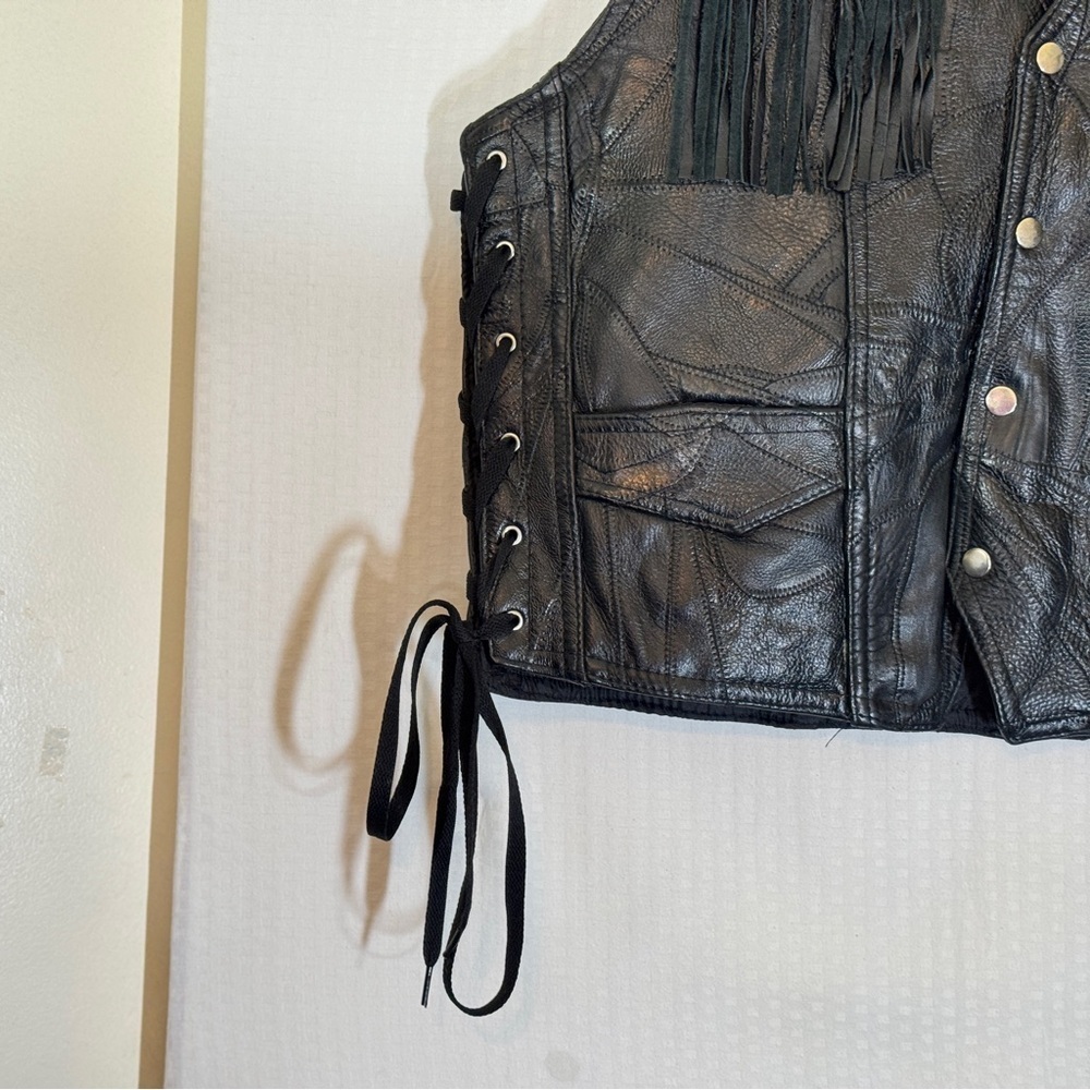 Vintage Navarre Genuine Buffalo Leather Fringe Vest XL – Italian Stone - Picture 8 of 17